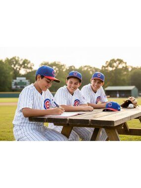 Chicago Cubs Themed Blue Glitter Beaded Pen With "Its A Baseball Kinda Day" Char